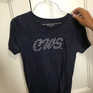 CWS Women's Navy Graphic Tee fitted size large.   Mens College World Series